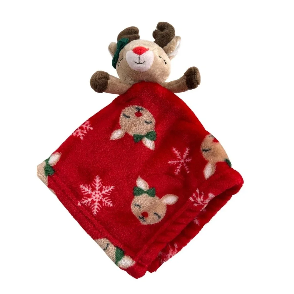 HB‎ Rudolph Red Plush Baby Lovey Security Blanket Reindeer 14
